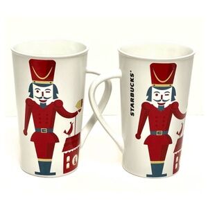 STARBUCKS Tall Mugs - Nutcracker Acorn Birds / Whimsical Home Office Decor